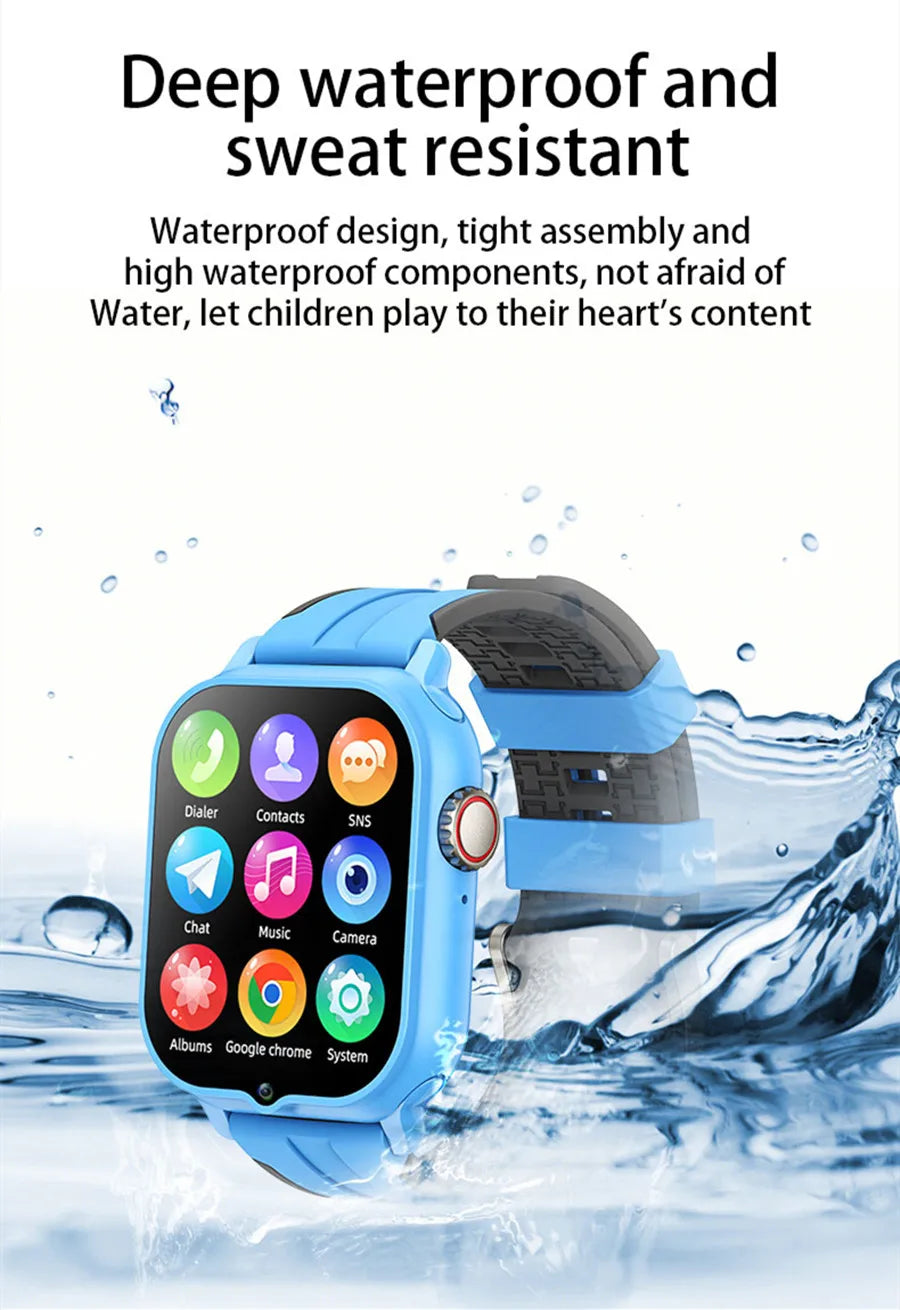 2025 New Smart Watch Android 9.0 Children Phone Watch Sim Card 2+32gb Video Call Wifi Internet GPS Location Tracker Boy Girl SOS