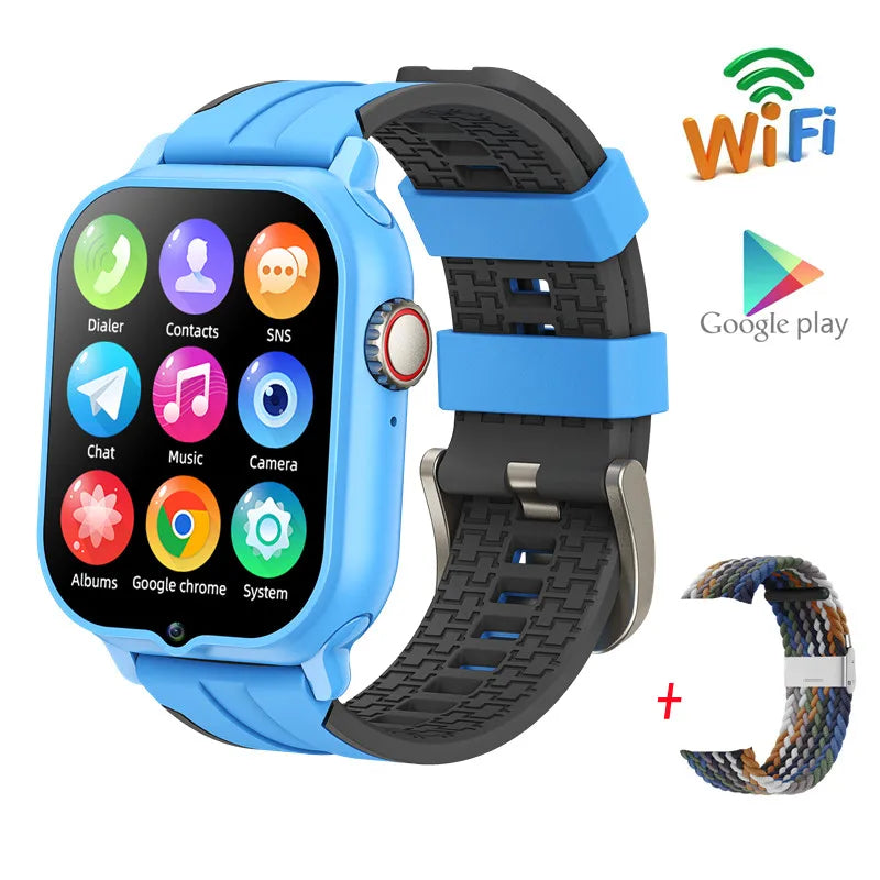 2025 New Smart Watch Android 9.0 Children Phone Watch Sim Card 2+32gb Video Call Wifi Internet GPS Location Tracker Boy Girl SOS