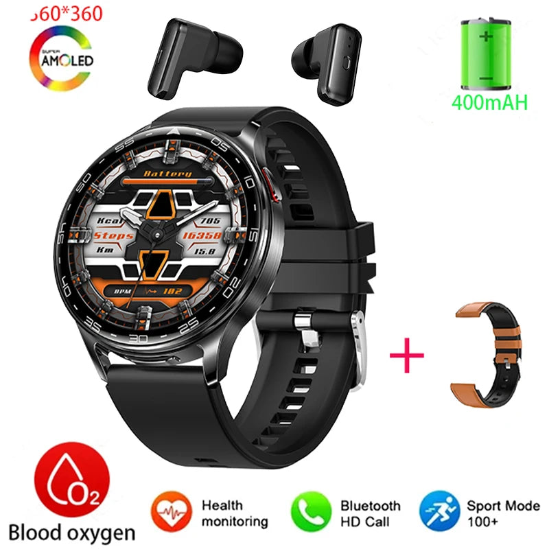 2025 New Smart Watch TWS 2-in-1 Bluetooth Earphones 1.39 inch Full Touch Screen HIFI 9D Sound Quality Sports Health Monitoring