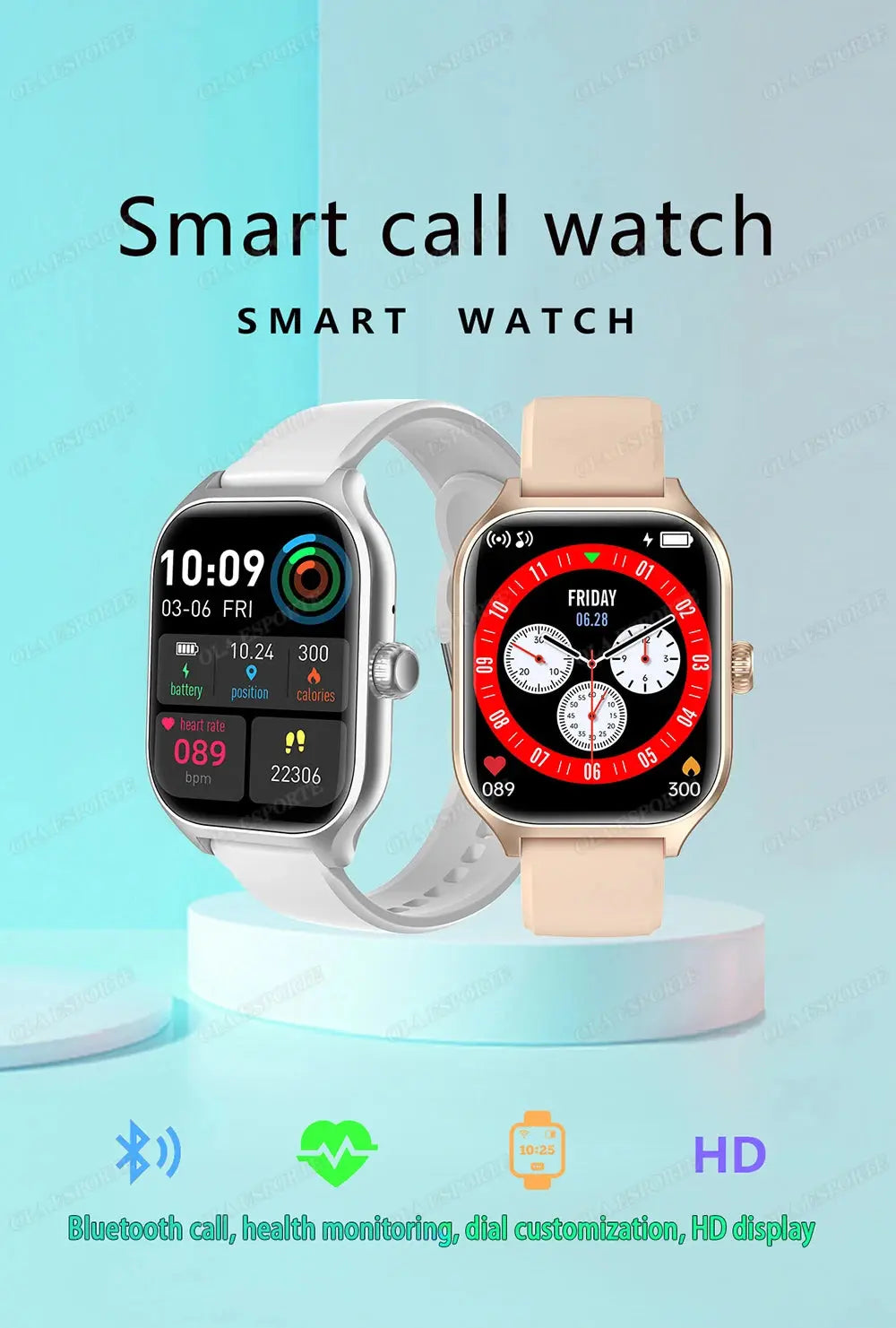 New Smart Watch 2.01 Inch HD Display Answer Make Call Message Preview Sport Modes DIY Dial Weather Forecast For Men Women