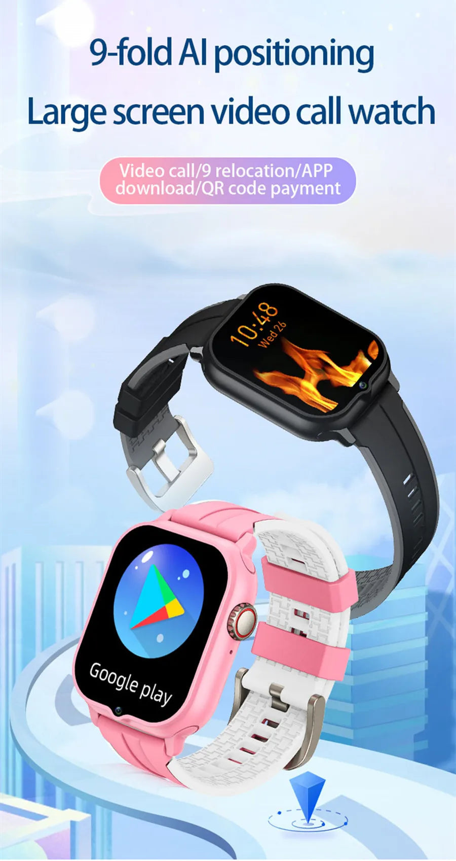 2025 New Smart Watch Android 9.0 Children Phone Watch Sim Card 2+32gb Video Call Wifi Internet GPS Location Tracker Boy Girl SOS