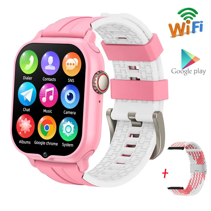 2025 New Smart Watch Android 9.0 Children Phone Watch Sim Card 2+32gb Video Call Wifi Internet GPS Location Tracker Boy Girl SOS
