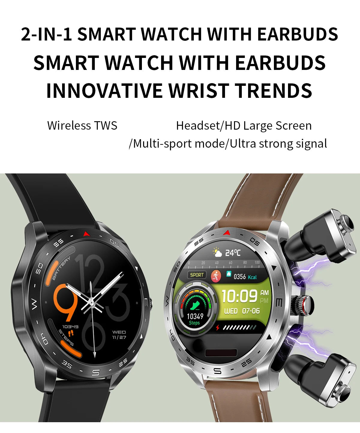 Men's super smart watch with 400mAh large battery and stainless steel body sturdy and durable with Bluetooth calling function