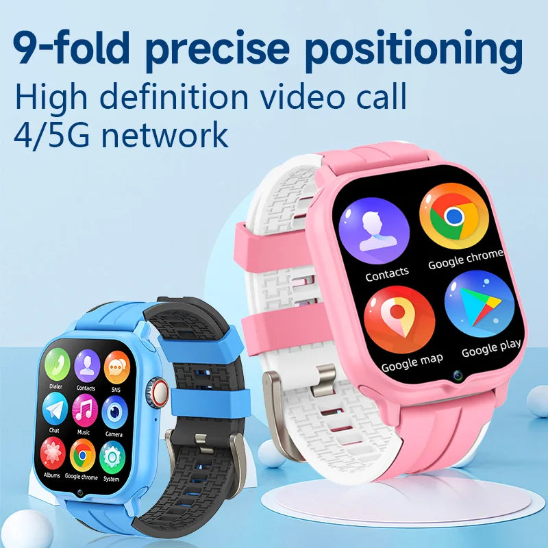 2025 New Smart Watch Android 9.0 Children Phone Watch Sim Card 2+32gb Video Call Wifi Internet GPS Location Tracker Boy Girl SOS