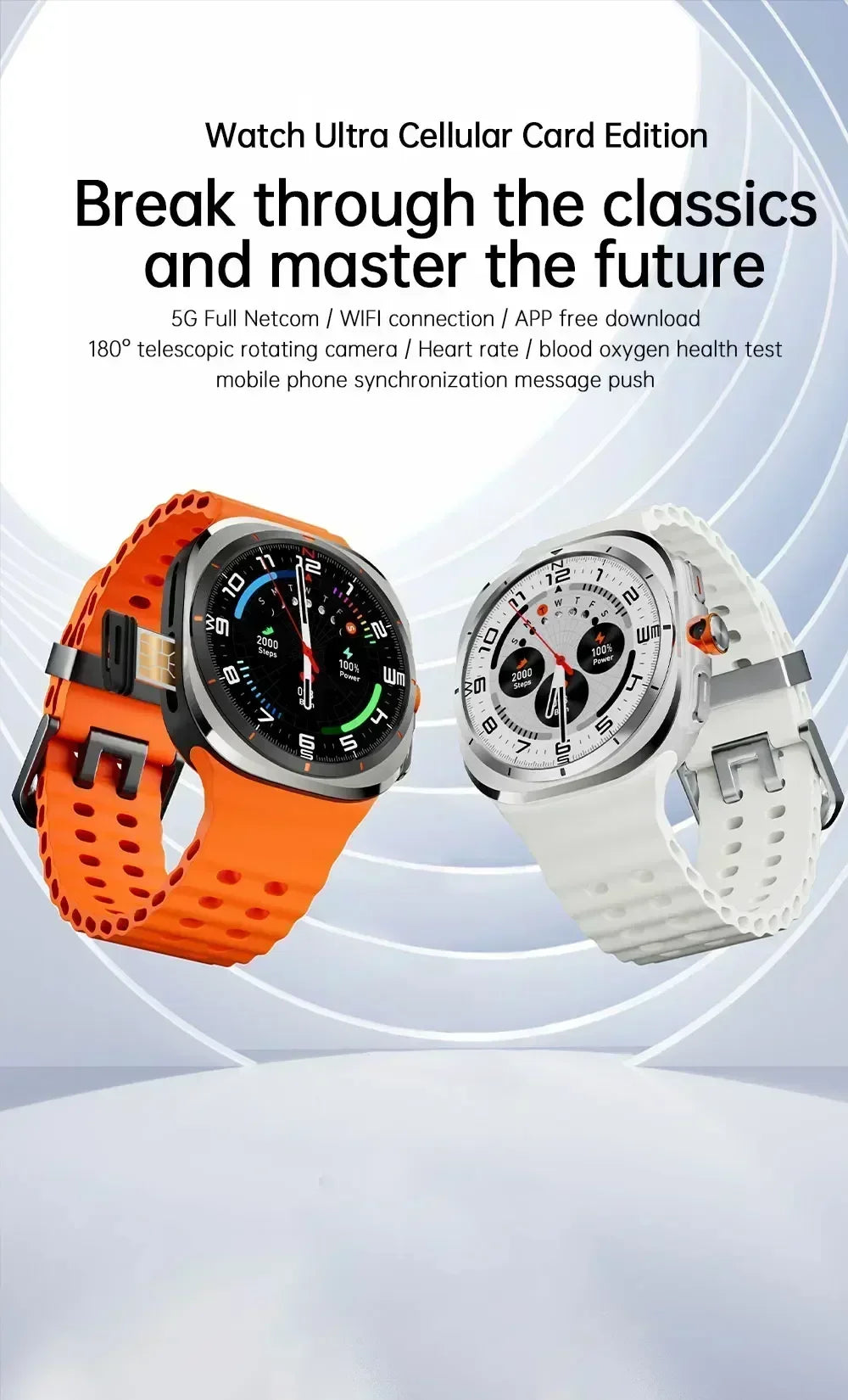 2025 New Smart Watch Android OS Smartwatch 5G Sim Card GPS WIFI Rotary Camera Global Calling 256GB Storage Amoled Screen