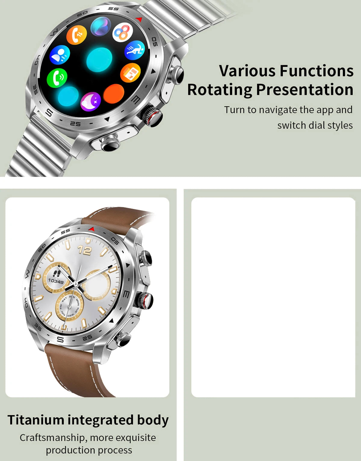 Men's super smart watch with 400mAh large battery and stainless steel body sturdy and durable with Bluetooth calling function