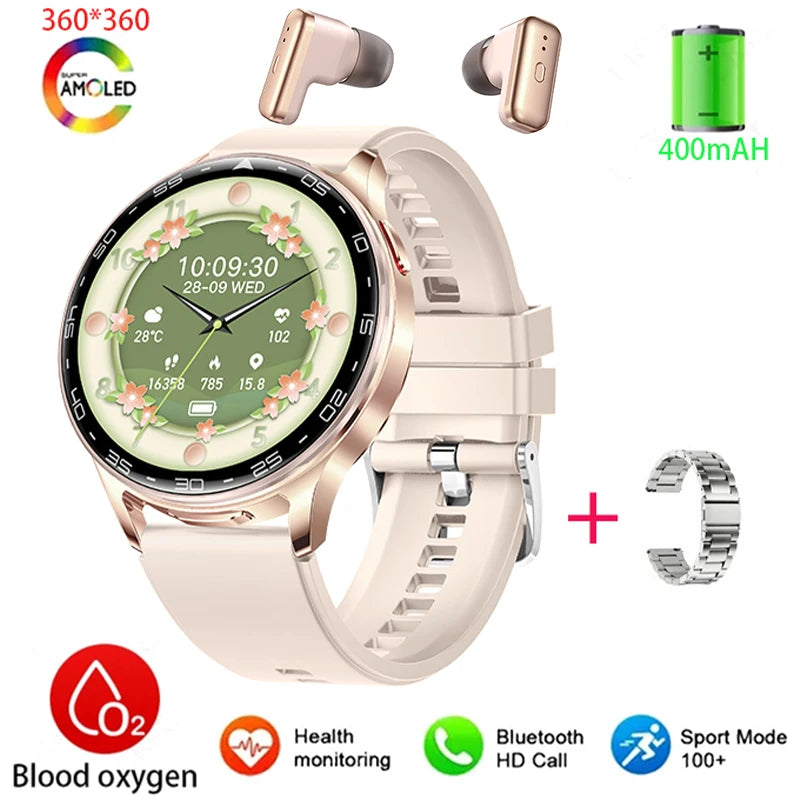 2025 New Smart Watch TWS 2-in-1 Bluetooth Earphones 1.39 inch Full Touch Screen HIFI 9D Sound Quality Sports Health Monitoring