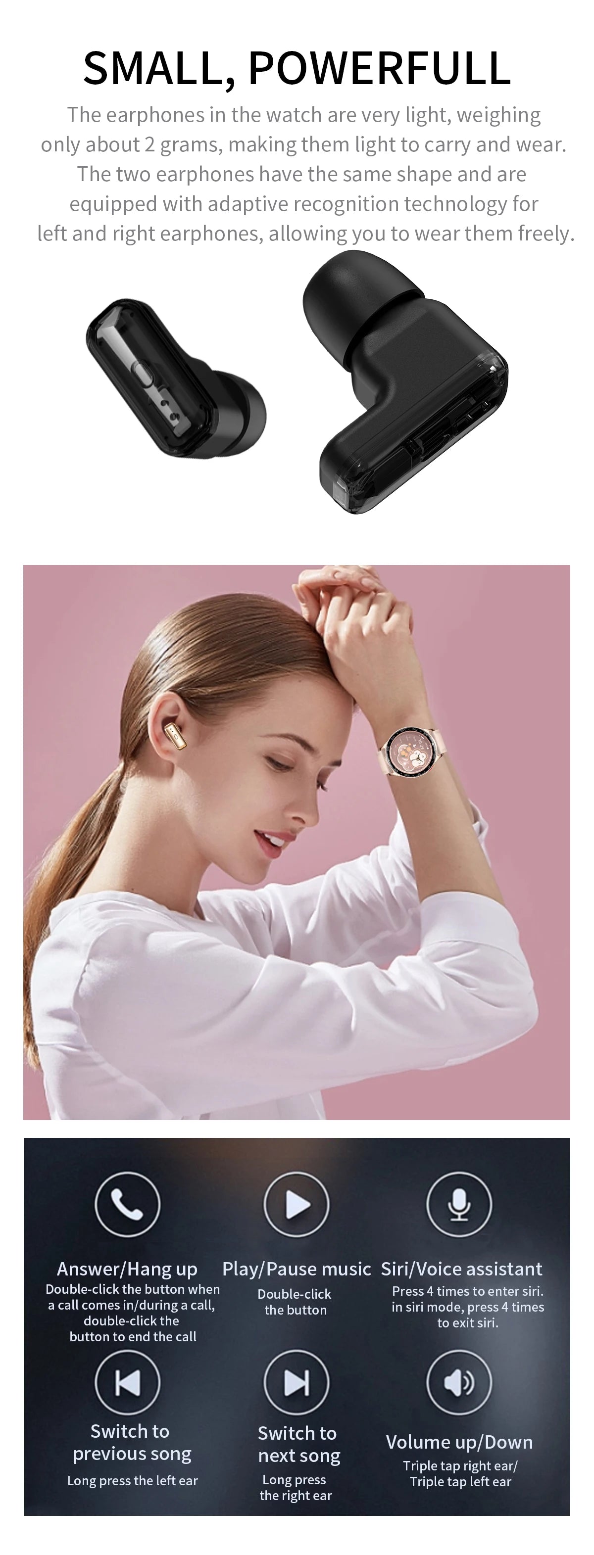 2025 New Smart Watch TWS 2-in-1 Bluetooth Earphones 1.39 inch Full Touch Screen HIFI 9D Sound Quality Sports Health Monitoring