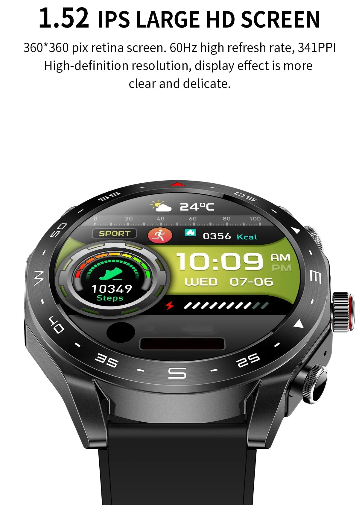 Men's super smart watch with 400mAh large battery and stainless steel body sturdy and durable with Bluetooth calling function