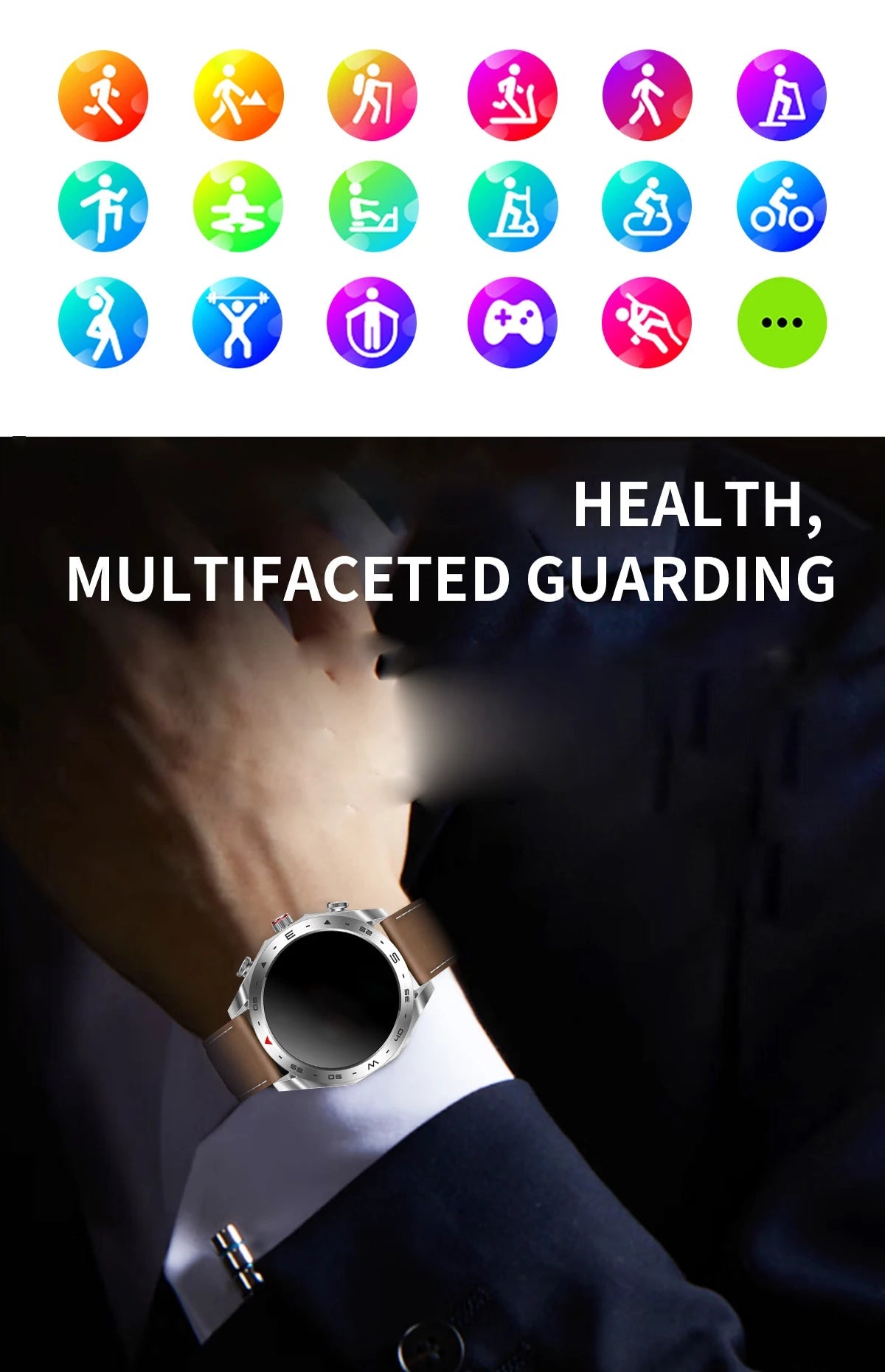 Men's super smart watch with 400mAh large battery and stainless steel body sturdy and durable with Bluetooth calling function
