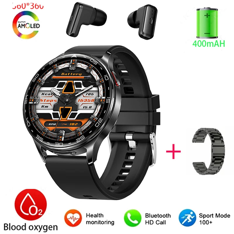 2025 New Smart Watch TWS 2-in-1 Bluetooth Earphones 1.39 inch Full Touch Screen HIFI 9D Sound Quality Sports Health Monitoring