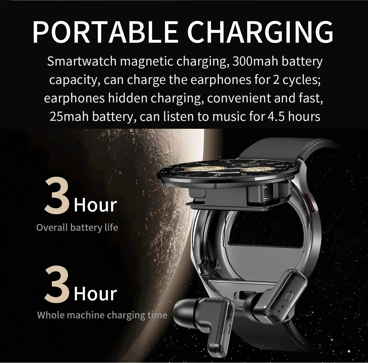 2025 New Smart Watch TWS 2-in-1 Bluetooth Earphones 1.39 inch Full Touch Screen HIFI 9D Sound Quality Sports Health Monitoring