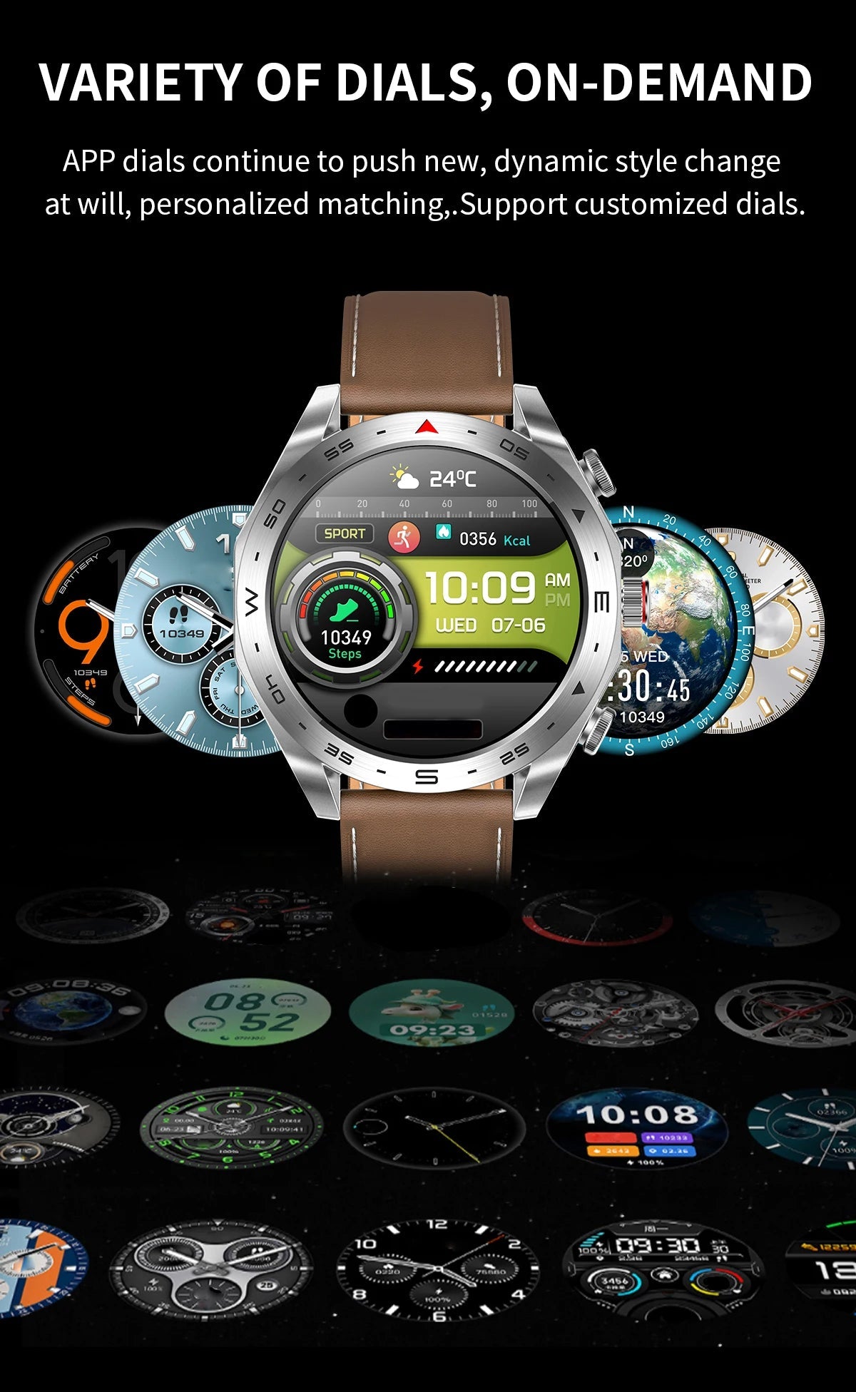 Men's super smart watch with 400mAh large battery and stainless steel body sturdy and durable with Bluetooth calling function