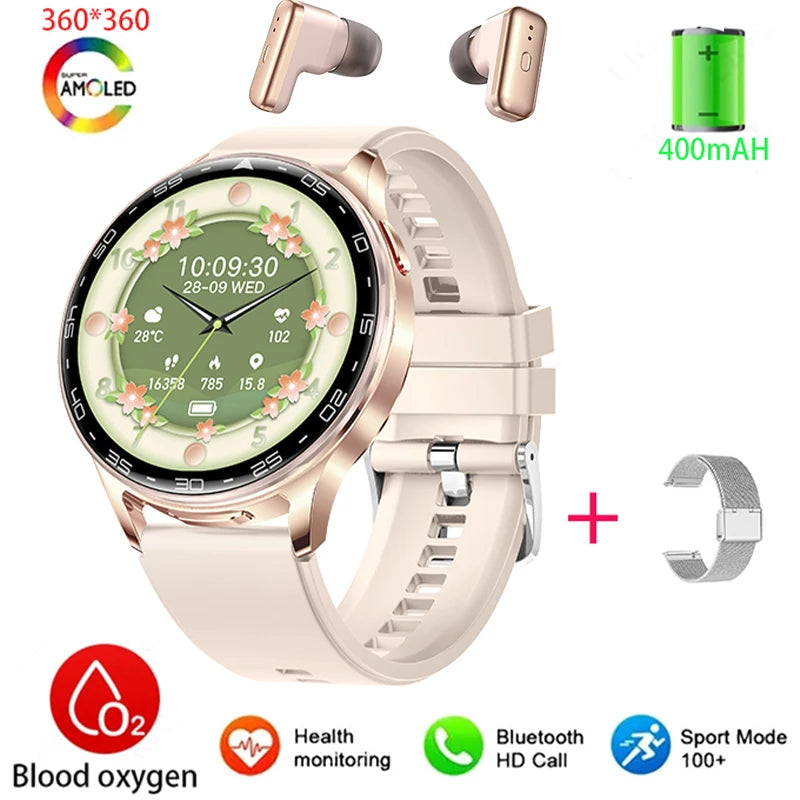 2025 New Smart Watch TWS 2-in-1 Bluetooth Earphones 1.39 inch Full Touch Screen HIFI 9D Sound Quality Sports Health Monitoring
