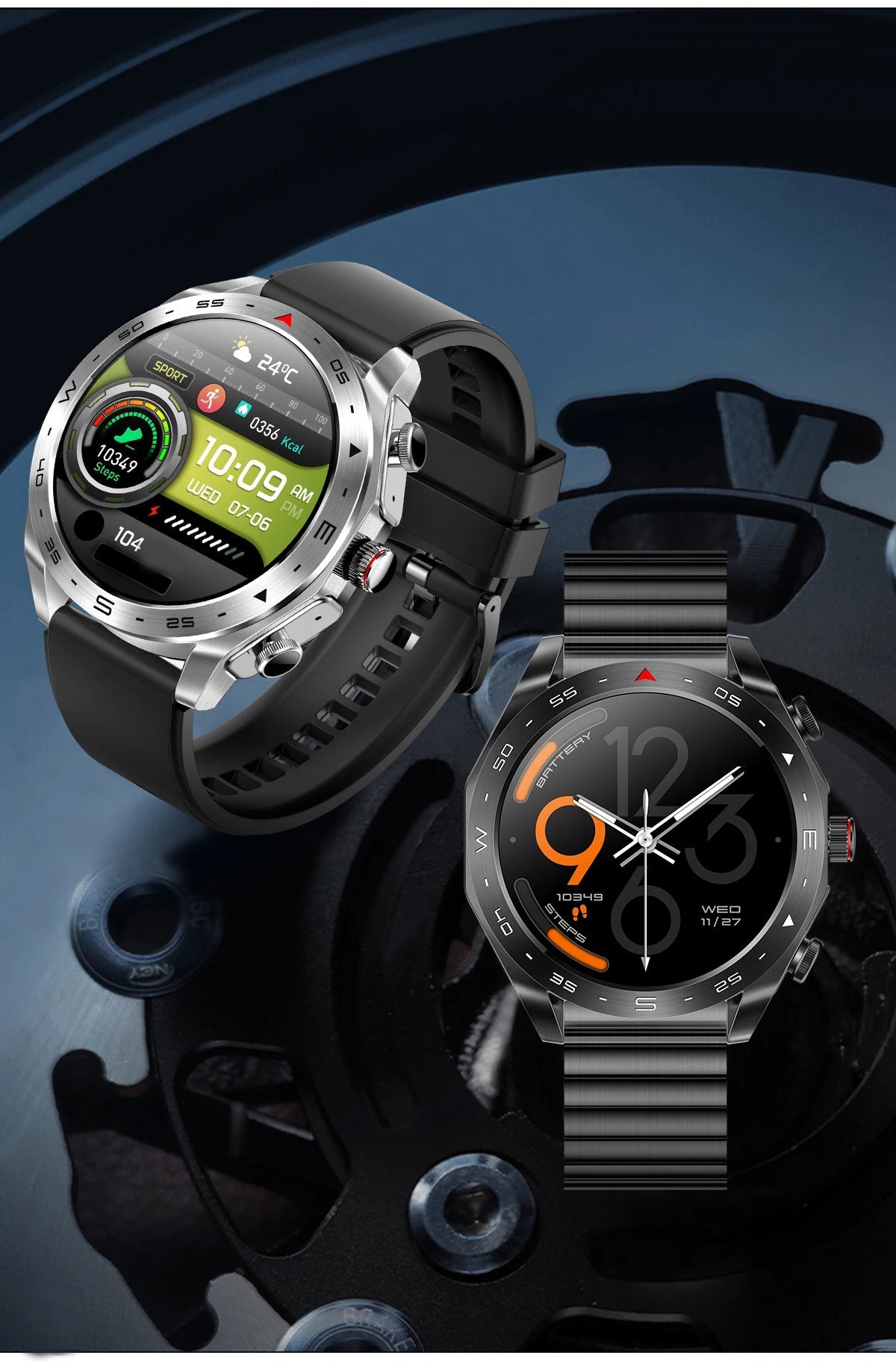 Men's super smart watch with 400mAh large battery and stainless steel body sturdy and durable with Bluetooth calling function