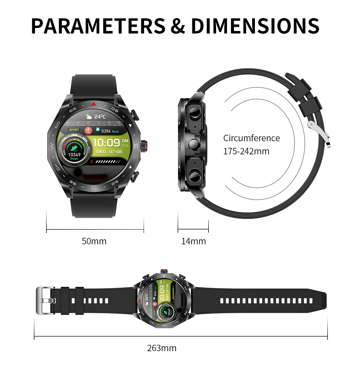 Men's super smart watch with 400mAh large battery and stainless steel body sturdy and durable with Bluetooth calling function