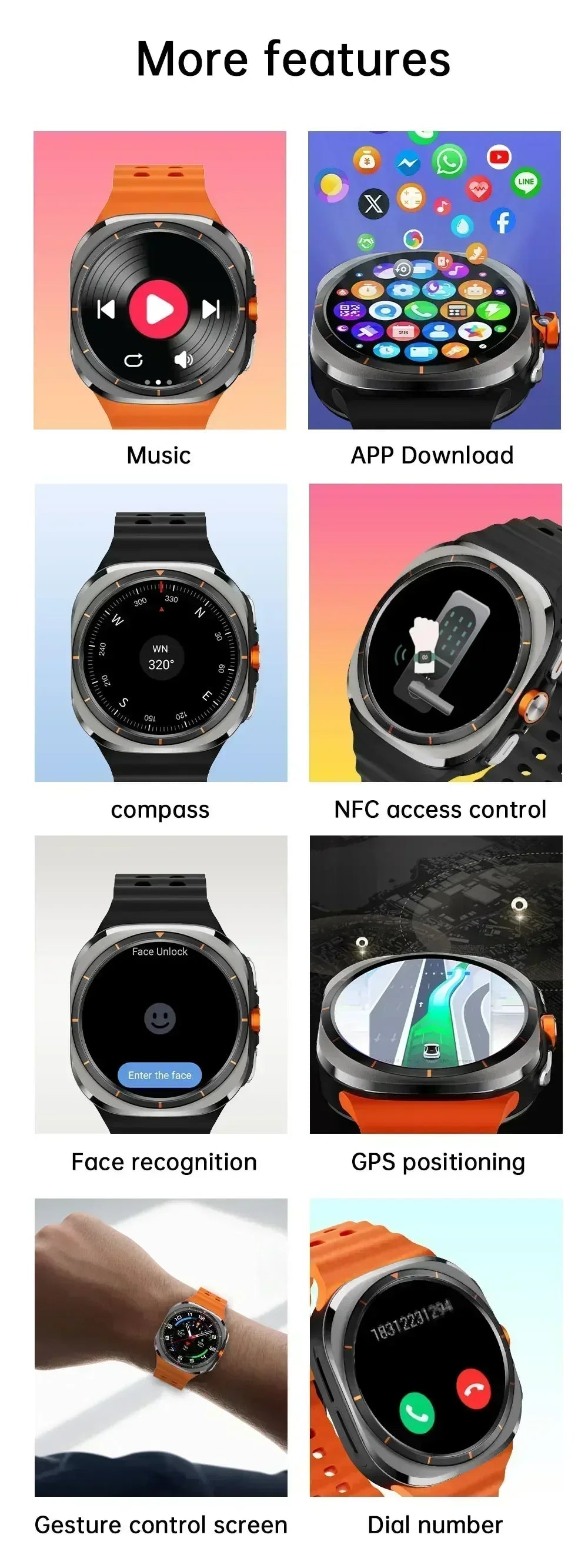 2025 New Smart Watch Android OS Smartwatch 5G Sim Card GPS WIFI Rotary Camera Global Calling 256GB Storage Amoled Screen