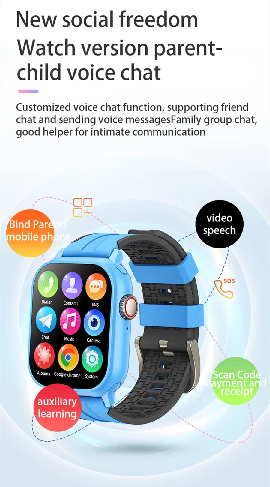 2025 New Smart Watch Android 9.0 Children Phone Watch Sim Card 2+32gb Video Call Wifi Internet GPS Location Tracker Boy Girl SOS
