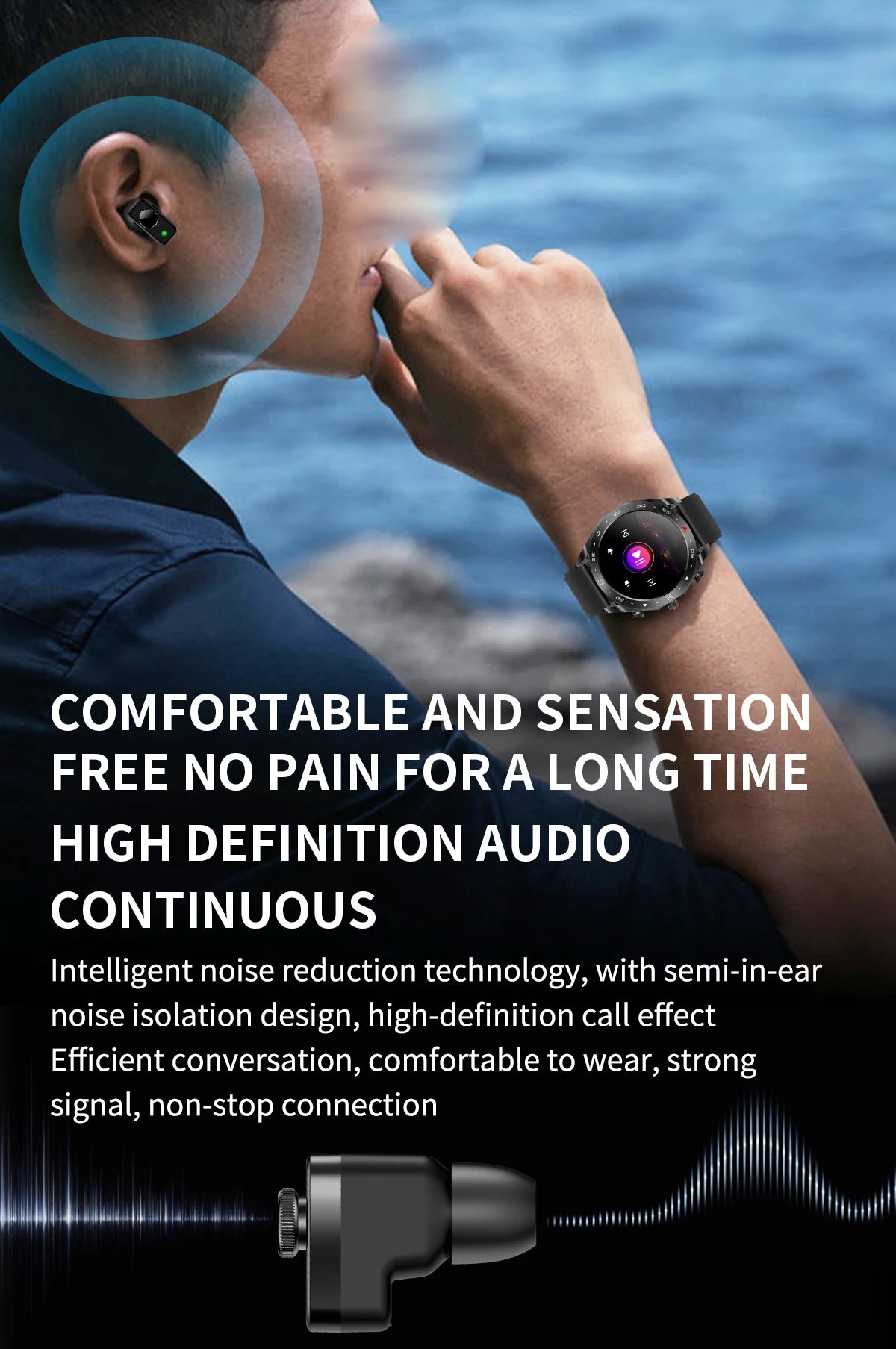 Men's super smart watch with 400mAh large battery and stainless steel body sturdy and durable with Bluetooth calling function