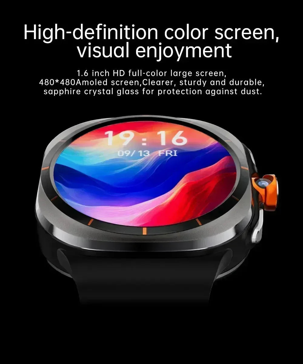2025 New Smart Watch Android OS Smartwatch 5G Sim Card GPS WIFI Rotary Camera Global Calling 256GB Storage Amoled Screen