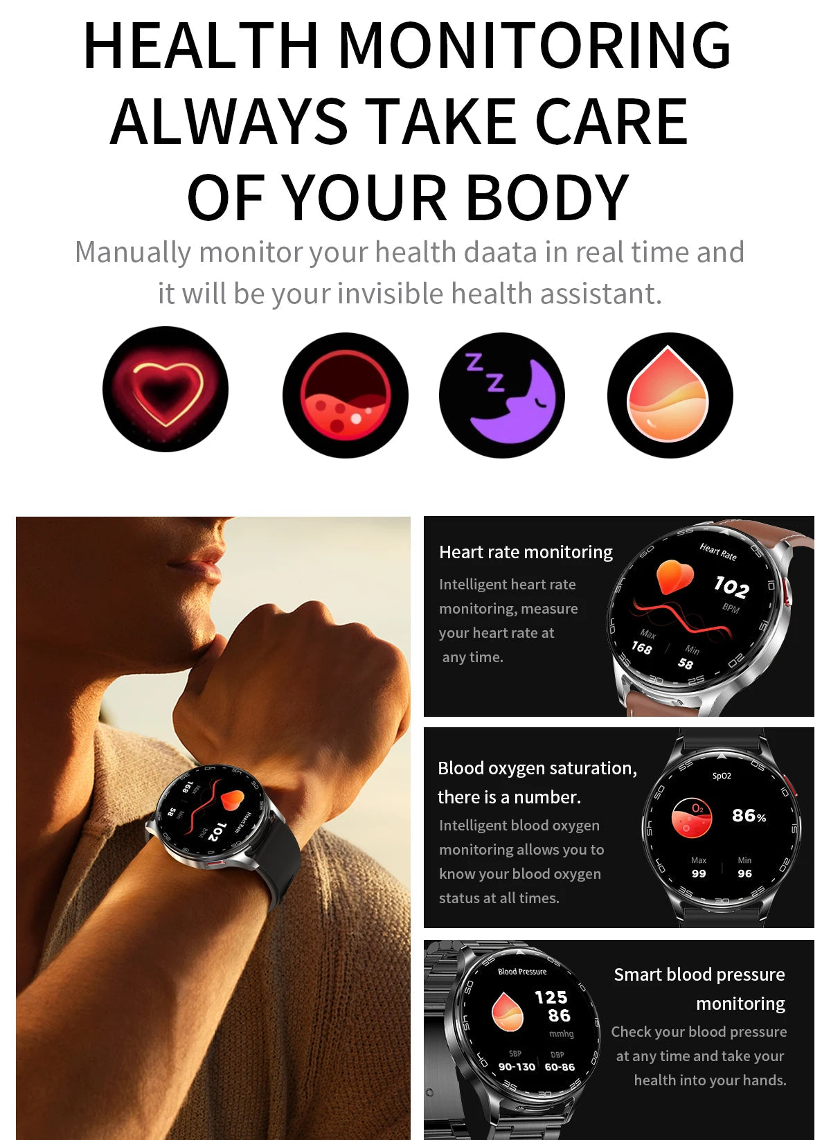 2025 New Smart Watch TWS 2-in-1 Bluetooth Earphones 1.39 inch Full Touch Screen HIFI 9D Sound Quality Sports Health Monitoring